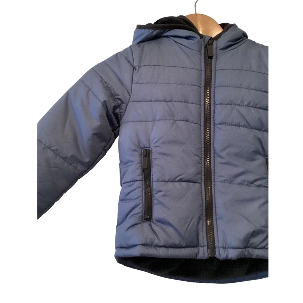 Hunter Kids Blue Puffer Jacket Faux Fur Lined‎ Hooded Quilted Coat 2T NWT